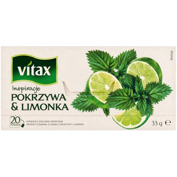 Herbata VITAX Inspiracje, pokrzywa i limonka, 20 torebek