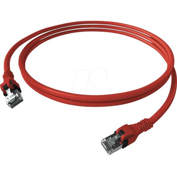 EasyLan DualBoot® PushPull Patch Cable Cat.6A (Class EA), S/FTP, RJ45 / RJ45, czerwony, 1,5 m