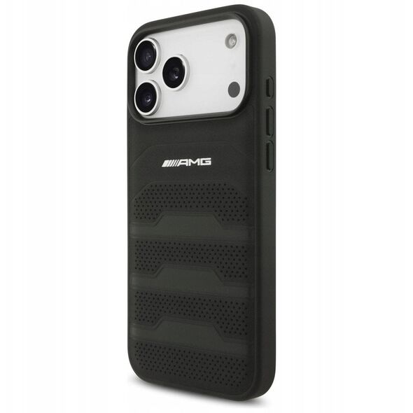 Case AMG Leather Debossed Lines Logo for  iPhone 17 Pro Max black