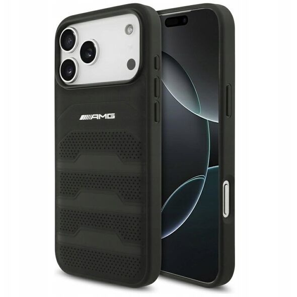 Case AMG Leather Debossed Lines Logo for  iPhone 17 Pro Max black