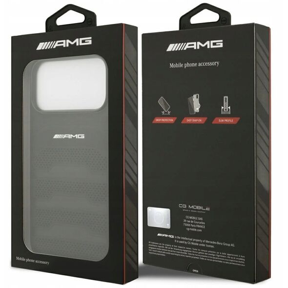 Case AMG Leather Debossed Lines Logo for  iPhone 17 Pro Max black