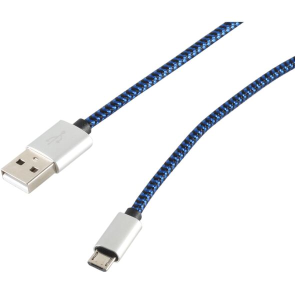 S-Conn 14-50020, 0,9 m, USB A, Micro-USB B, 2.0, 480 Mbit/s, Blå