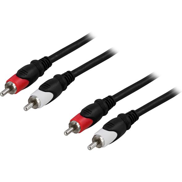 Deltaco MM-111, 2 x RCA, Male, 2 x RCA, Male, 3 m, Black, Red, White