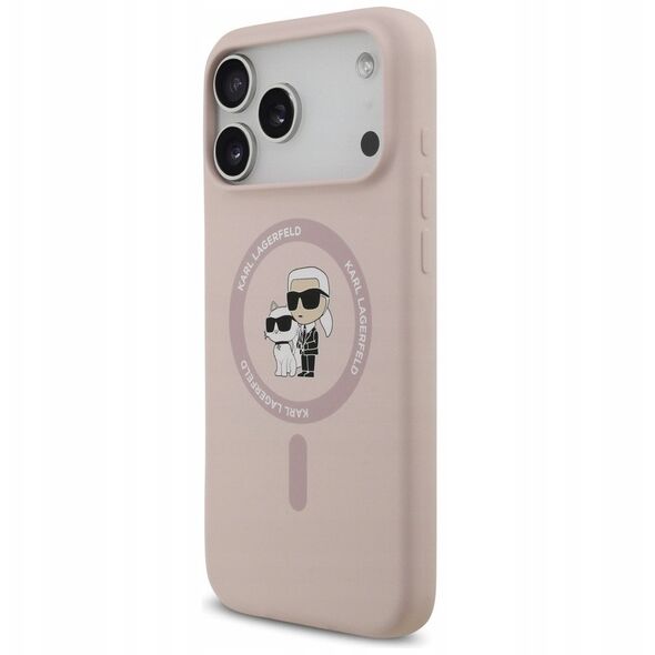 Etui Karl Lagerfeld Silicone Karl&Choupette Ring MagSafe do iPhone 17 Pro Max różowy