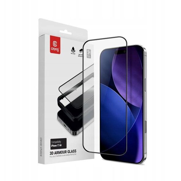 Crong 3D Armour Glass - Szkło hartowane iPhone 17 Air + ramka instalacyjna