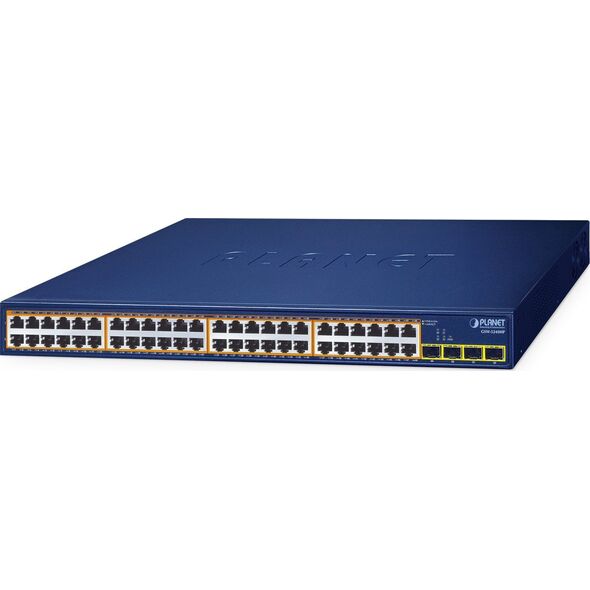 PLANET 48-Port 10/100/1000T 802.3at GSW-5240HP Nie zarządzany Gigabit Ethernet (10/100/1000) Obsługa PoE 1U Niebieski