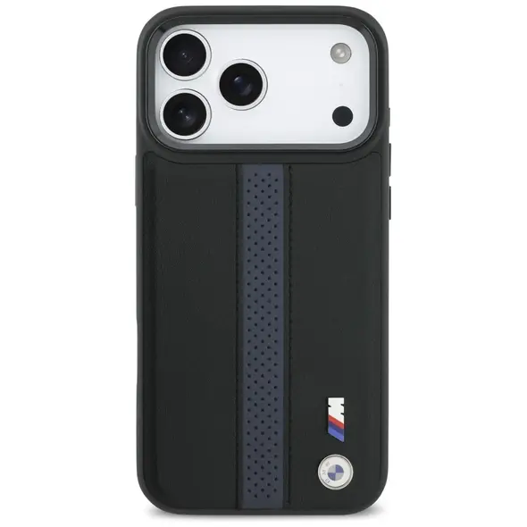 Etui BMW M Perforated Stripe Logo         MagSafe do iPhone 17 Pro Max niebieski