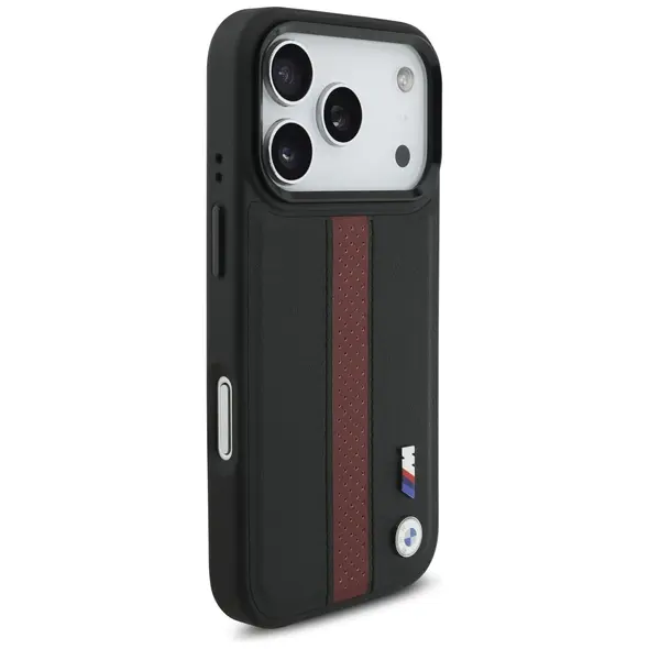 Etui BMW M Perforated Stripe Logo MagSafe do iPhone 17 Pro czerwony