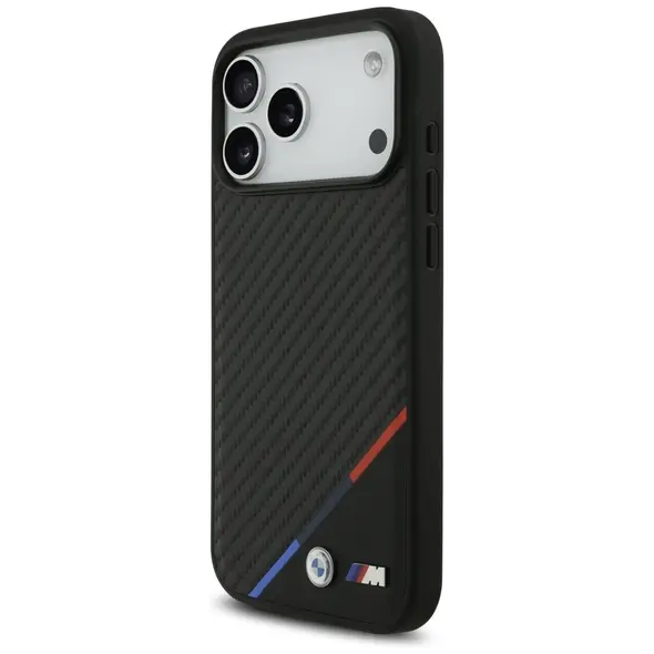 Case BMW M Carbon Tricolor Line MagSafe for iPhone 17 Pro Max black