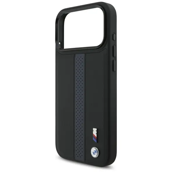 Etui BMW M Perforated Stripe Logo         MagSafe do iPhone 17 Pro Max niebieski