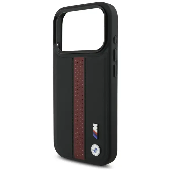 Etui BMW M Perforated Stripe Logo MagSafe do iPhone 17 Pro czerwony