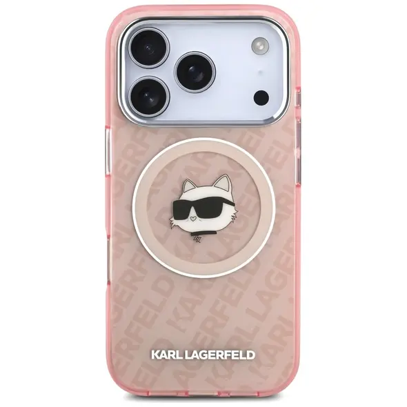 Case Karl Lagerfeld IML Choupette Head Logo MagSafe for iPhone 17 Pro Max pink