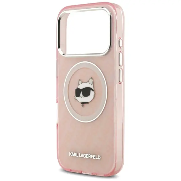 Case Karl Lagerfeld IML Choupette Head Logo MagSafe for iPhone 17 Pro Max pink