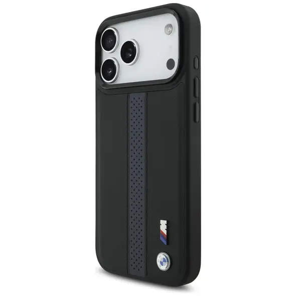 Etui BMW M Perforated Stripe Logo         MagSafe do iPhone 17 Pro Max niebieski