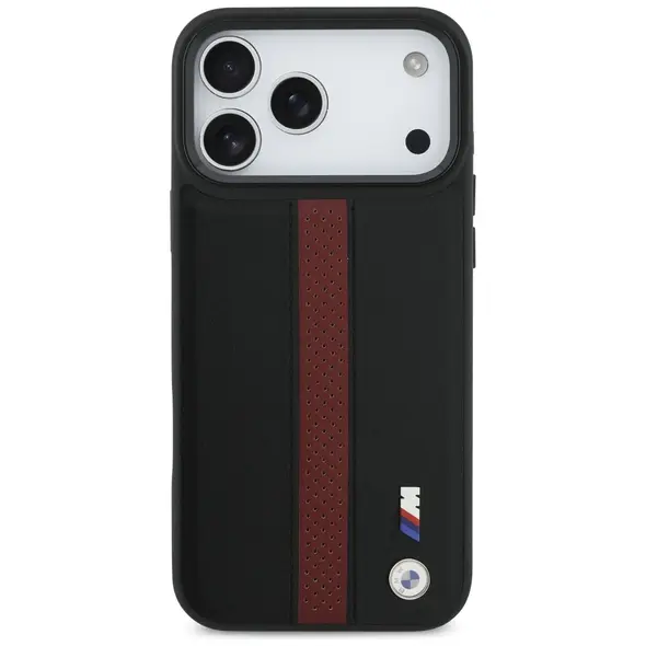 Case BMW M Perforated Stripe Logo MagSafe for iPhone 17 Pro Max red