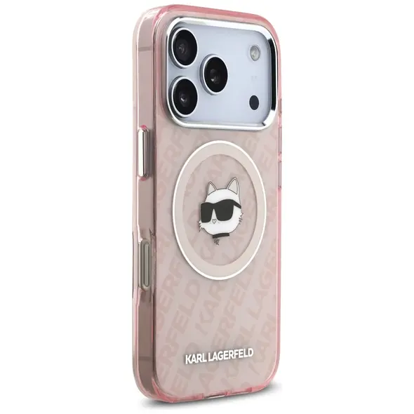 Case Karl Lagerfeld IML Choupette Head Logo MagSafe for iPhone 17 Pro Max pink