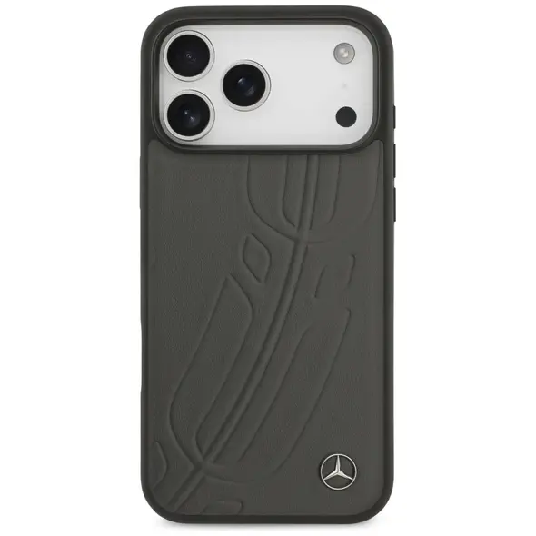Etui Mercedes Leather Large Laurel Leave MagSafe do iPhone 17 Pro Max antracyt
