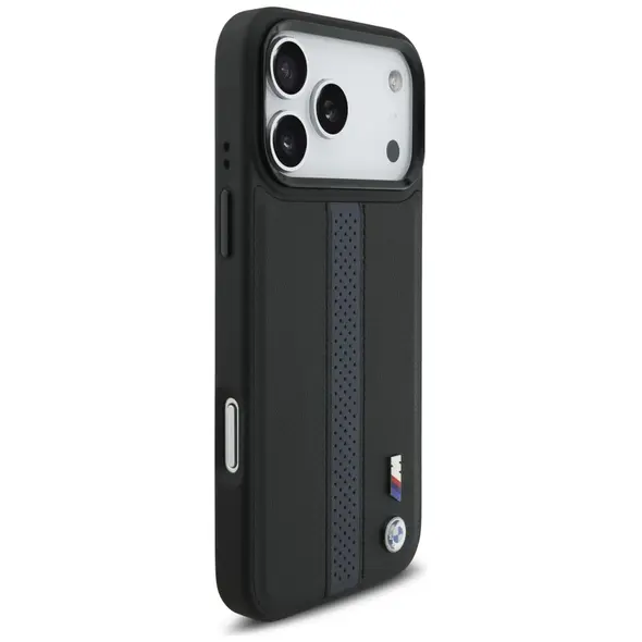 Etui BMW M Perforated Stripe Logo         MagSafe do iPhone 17 Pro Max niebieski