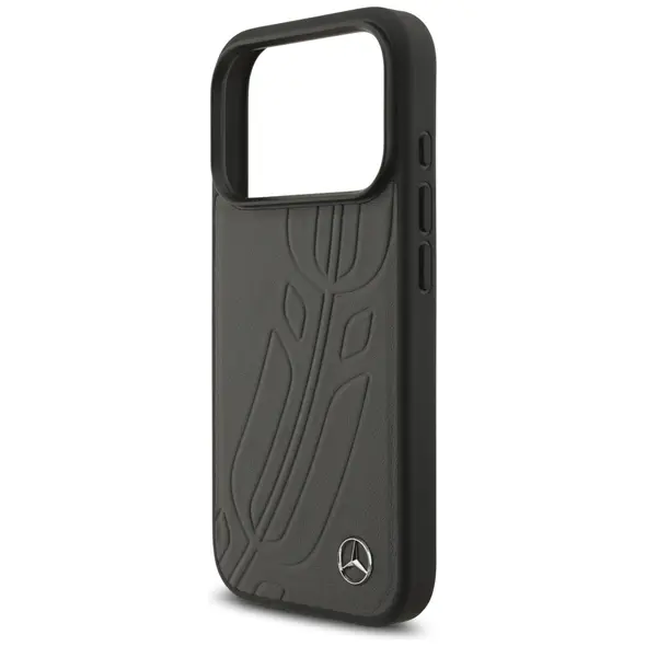 Case Mercedes Leather Large Laurel Leave MagSafe for iPhone 17 Pro antracyt