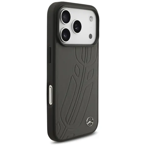 Case Mercedes Leather Large Laurel Leave MagSafe for iPhone 17 Pro antracyt