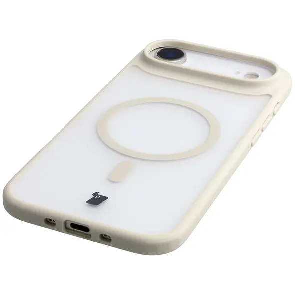 Etui z pierścieniem magnetycznym Bizon Case MatteO do Apple iPhone 17 Air przydymione-beżowe