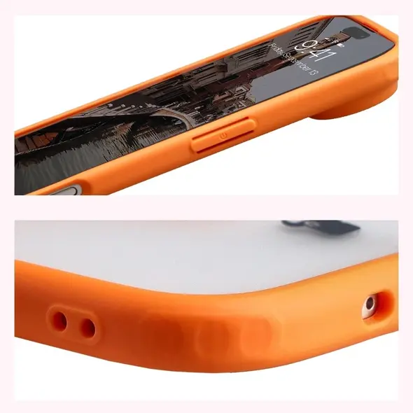 Etui z pierścieniem magnetycznym Bizon Case MatteO do Apple iPhone 17 Air przydymione-pomarańczowe