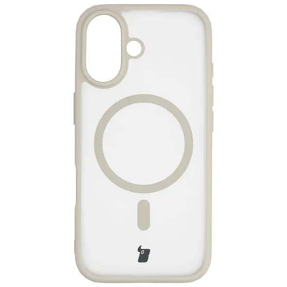 Etui z pierścieniem magnetycznym Bizon Case MatteO do Apple iPhone 17 przydymione-beżowe