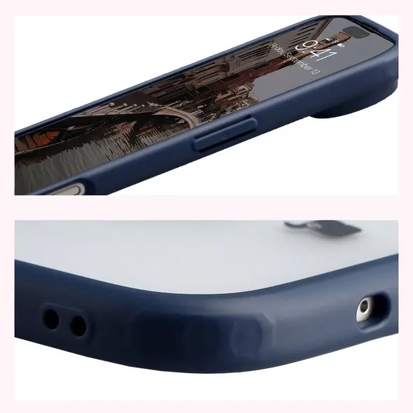 Etui z pierścieniem magnetycznym Bizon Case MatteO do Apple iPhone 17 Air przydymione-granatowe