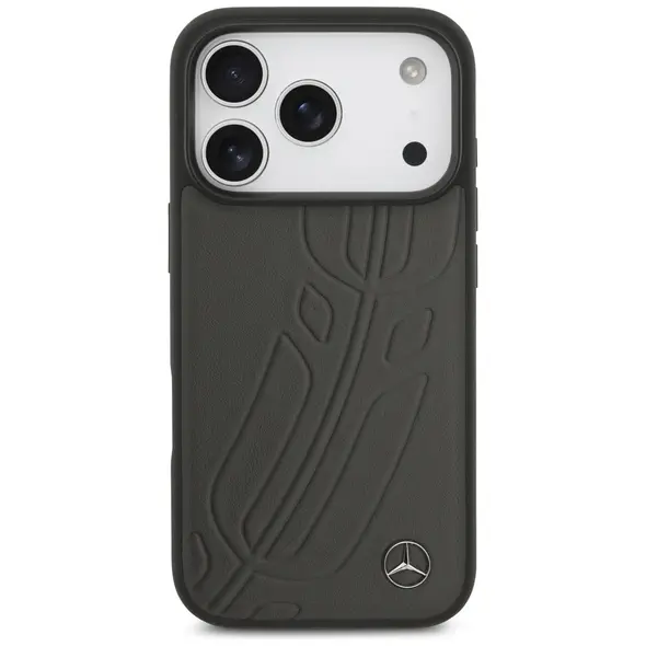 Case Mercedes Leather Large Laurel Leave MagSafe for iPhone 17 Pro antracyt