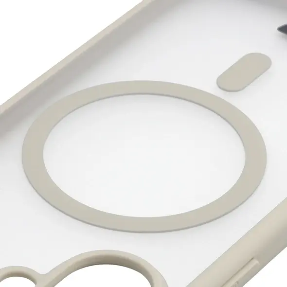 Etui z pierścieniem magnetycznym Bizon Case MatteO do Apple iPhone 17 przydymione-beżowe