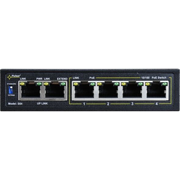 S64WP PULSAR Switch PoE 6-portowy Fast Ethernet, 4x PoE (brak zasilacza w komplecie)