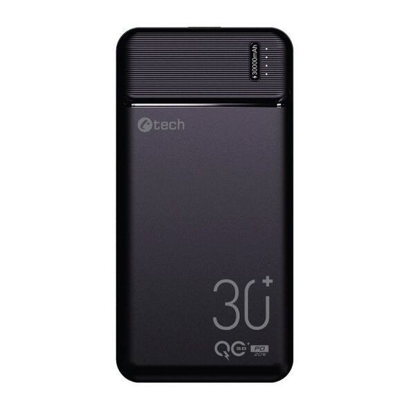 C-TECH Powerbanka 30000mAh, Li-Pol, 20W, USB-C/USB-A/micro USB