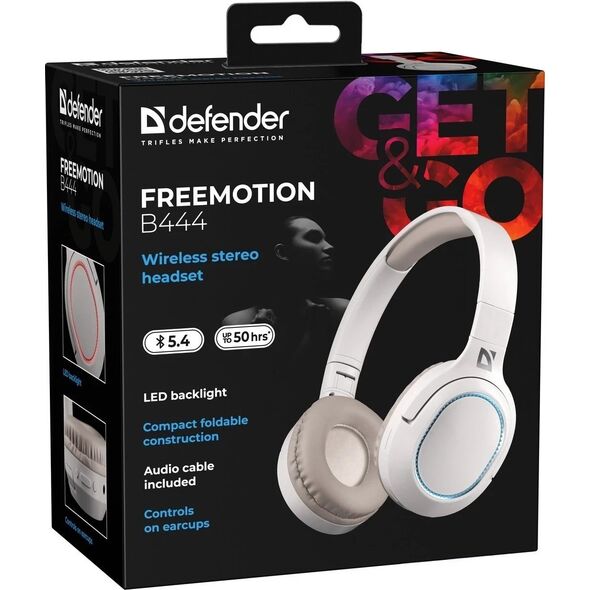 Słuchawki Bluetooth DEFENDER FreeMotion B444 Beżowe LED