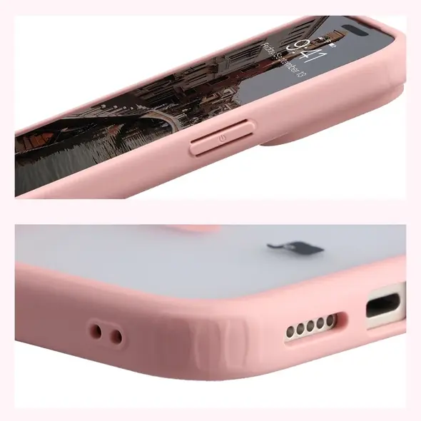 Etui z pierścieniem magnetycznym Bizon Case MatteO do Apple iPhone 17 Pro Max przydymione-jasnoróżowe