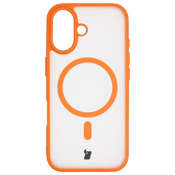 Etui z pierścieniem magnetycznym Bizon Case MatteO do Apple iPhone 17 przydymione-pomarańczowe