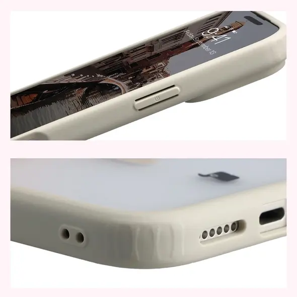 Etui z pierścieniem magnetycznym Bizon Case MatteO do Apple iPhone 17 Pro Max przydymione-beżowe
