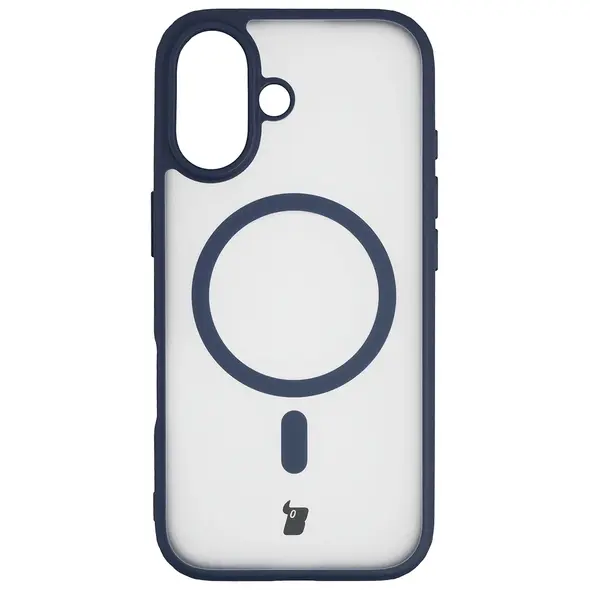 Etui z pierścieniem magnetycznym Bizon Case MatteO do Apple iPhone 17 przydymione-granatowe