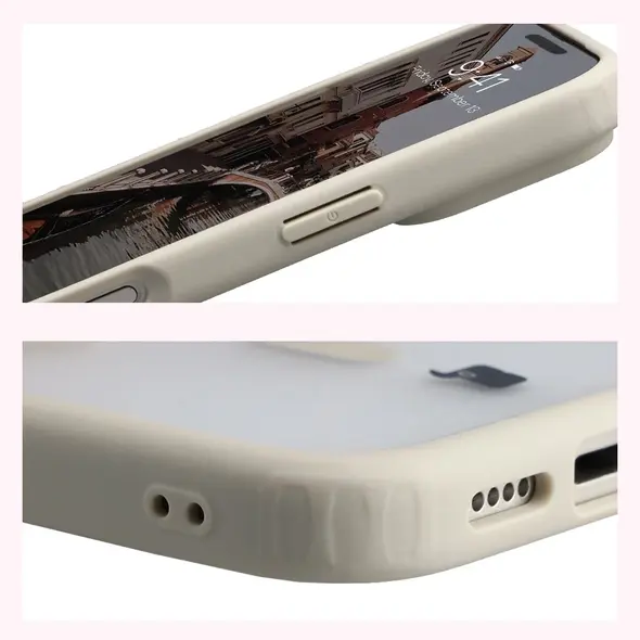 Etui z pierścieniem magnetycznym Bizon Case MatteO do Apple iPhone 17 Pro przydymione-beżowe