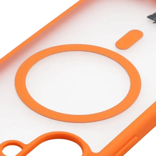 Etui z pierścieniem magnetycznym Bizon Case MatteO do Apple iPhone 17 przydymione-pomarańczowe