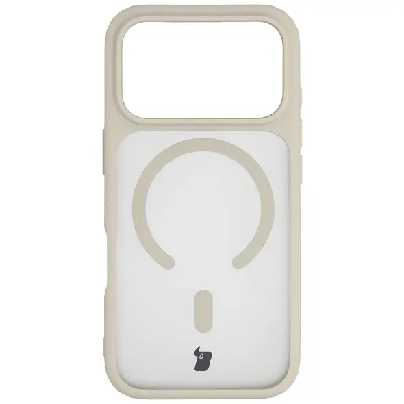 Etui z pierścieniem magnetycznym Bizon Case MatteO do Apple iPhone 17 Pro przydymione-beżowe