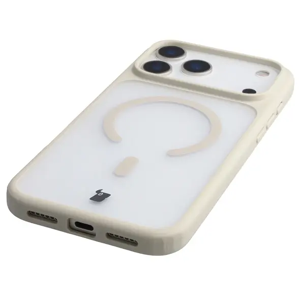 Etui z pierścieniem magnetycznym Bizon Case MatteO do Apple iPhone 17 Pro Max przydymione-beżowe