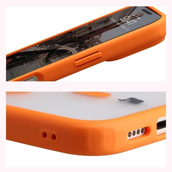 Etui z pierścieniem magnetycznym Bizon Case MatteO do Apple iPhone 17 Pro przydymione-pomarańczowe