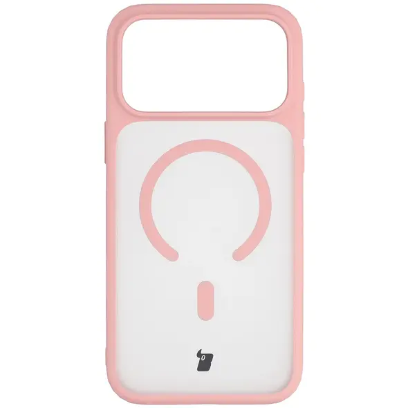 Etui z pierścieniem magnetycznym Bizon Case MatteO do Apple iPhone 17 Pro Max przydymione-jasnoróżowe