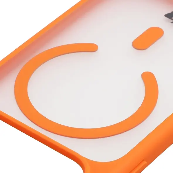 Etui z pierścieniem magnetycznym Bizon Case MatteO do Apple iPhone 17 Pro przydymione-pomarańczowe