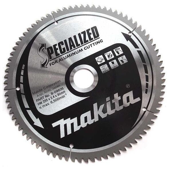 Makita B-09606 T.C.T. pjūklas 235X2.4X30mm 0° T80 SPECIALIZED aliuminio pjovimui