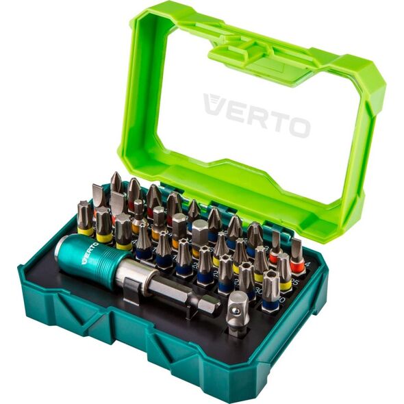 Verto zestaw bitów 32 sztuk, 25 mm 4xPH, 4xPZ, 4xSL, 4xHEX, 7xTX, 7xTT + uchwyt magnetyczny (66H620)