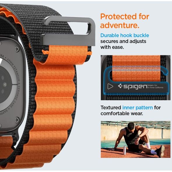 Pasek Spigen WBF1 Band do Apple Watch 6/7/8/9/10/SE/Ultra 1/2 44/45/46/49mm Black/orange