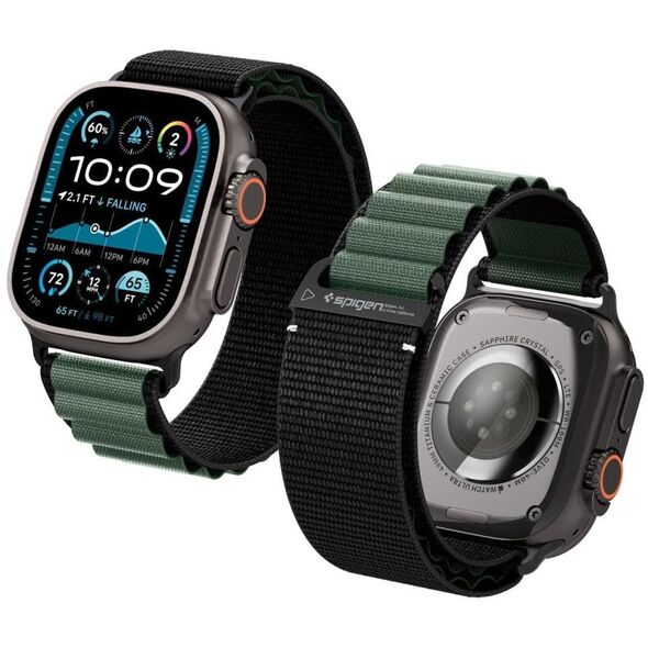 Pasek Spigen WBF1 Band do Apple Watch 6/7/8/9/10/SE/Ultra 1/2 44/45/46/49mm Black/green