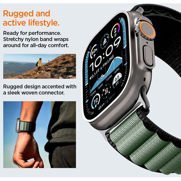 Pasek Spigen WBF1 Band do Apple Watch 6/7/8/9/10/SE/Ultra 1/2 44/45/46/49mm Black/green