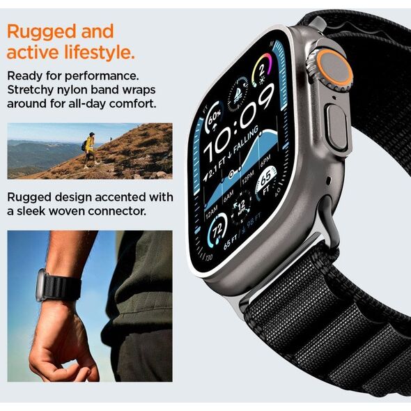 Pasek Spigen WBF1 Band do Apple Watch 6/7/8/9/10/SE/Ultra 1/2 44/45/46/49mm Black